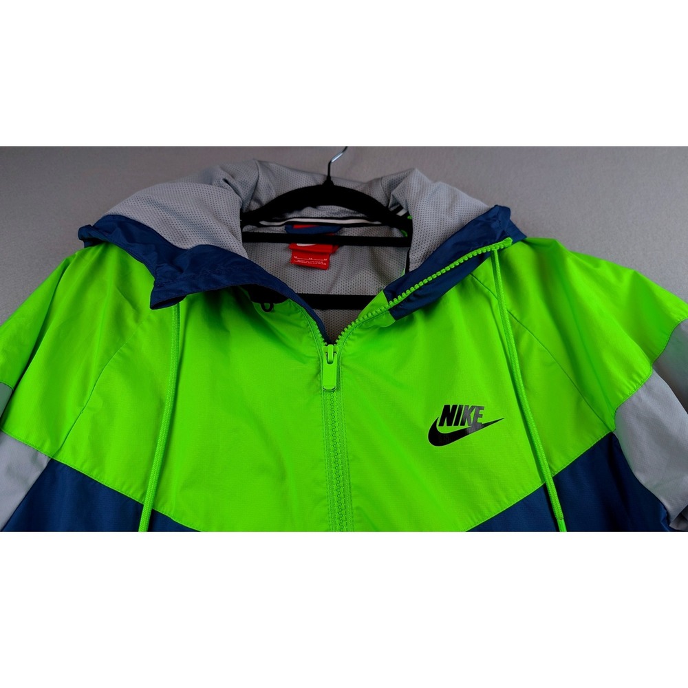Nike Windrunner Jacket Mens Medium Colorblock Volt Green Blue Grey Windbreaker - Picture 3 of 7